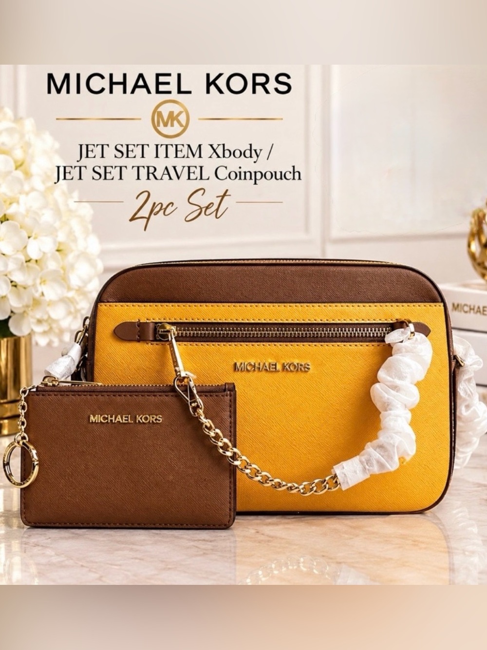 Michael Kors JET SET ITEM Xbody/JET SET TRAVEL Coinpouch 2pc Set